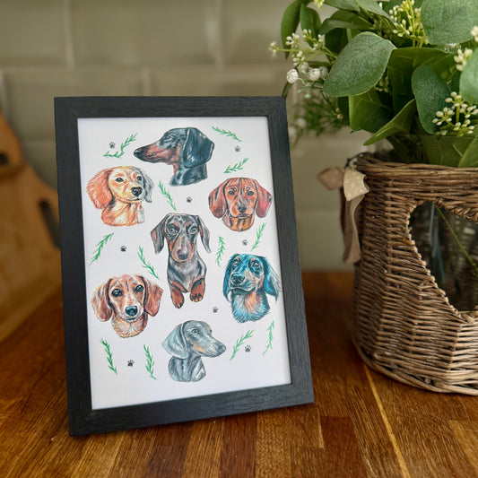 Dachshund Dizzign Print A5