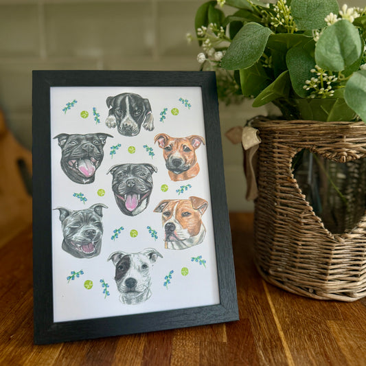 Staffy Dizzign Print A5