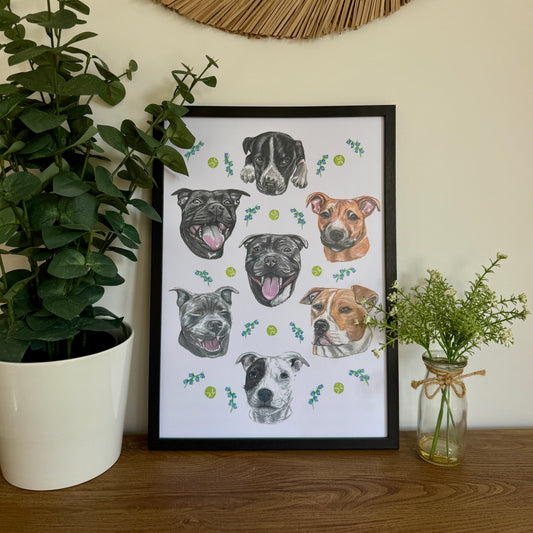 Staffy Dizzign Print A3