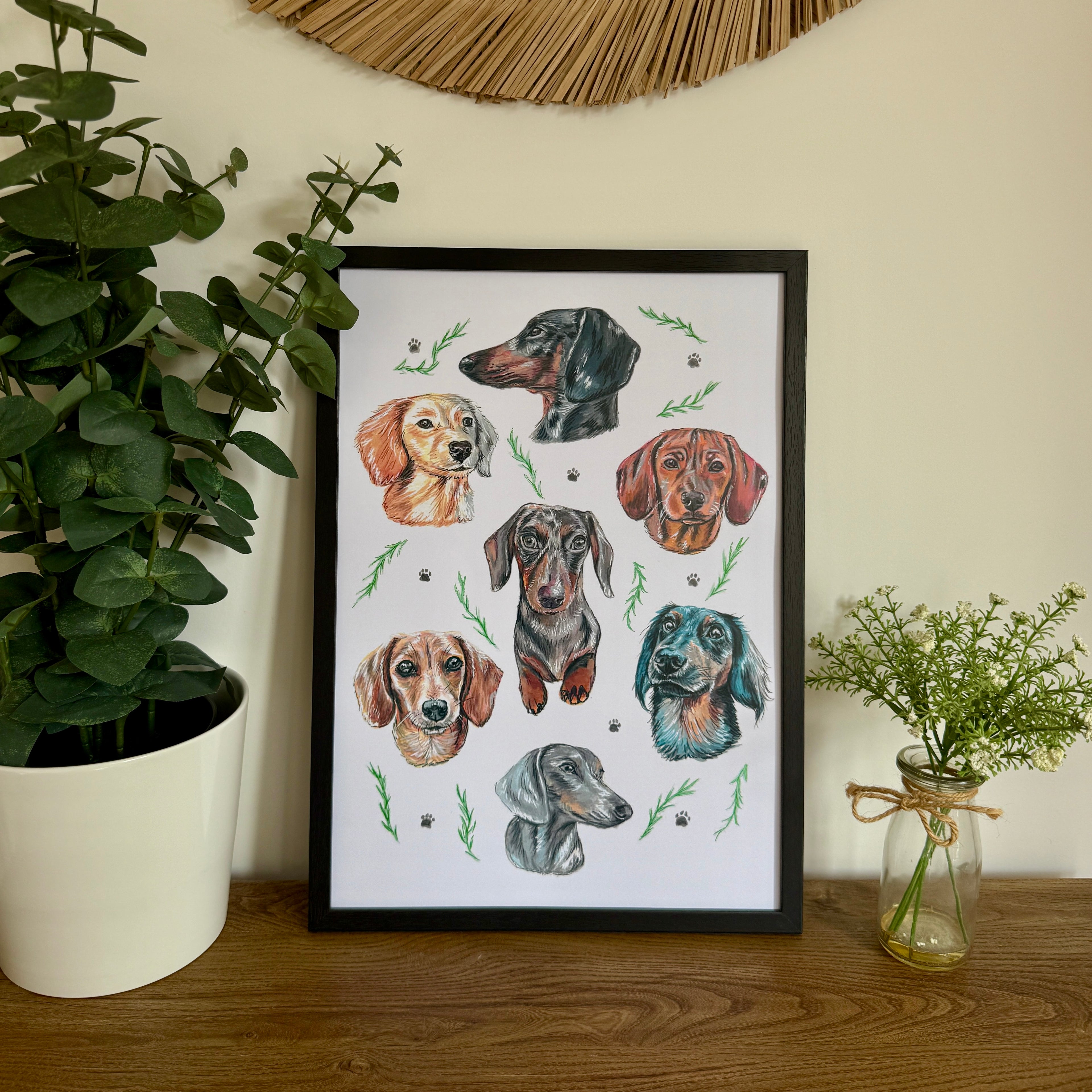 Dachshund Dizzign Print A3