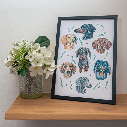 Dachshund Dizzign Print A4