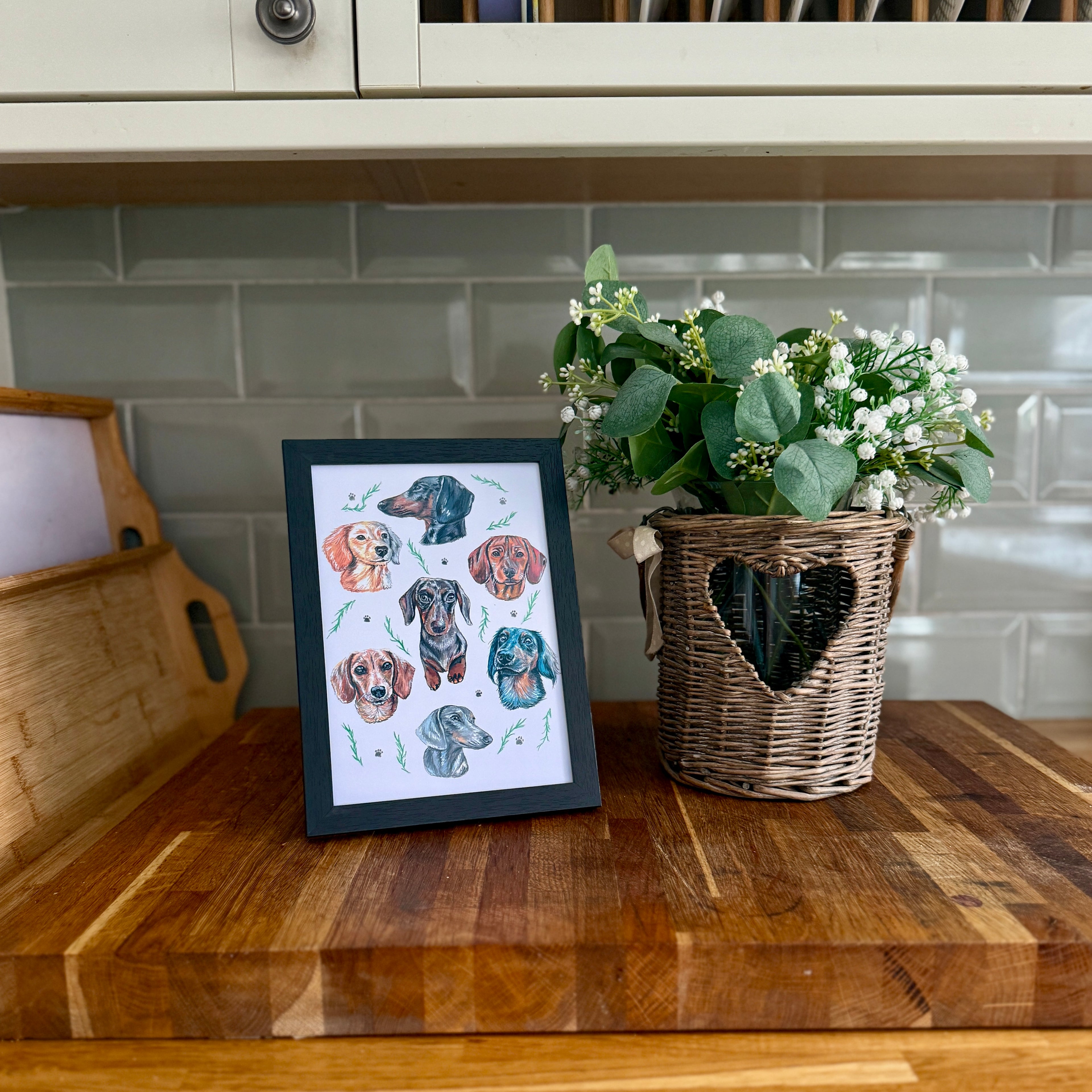 Dachshund Dizzign Print A5